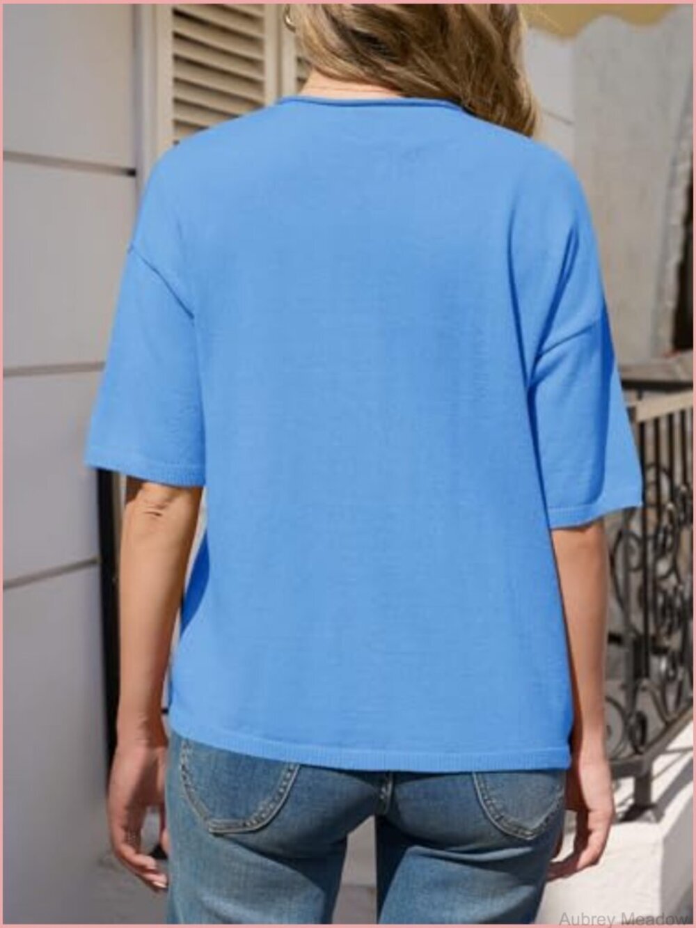 Short Sleeve Button Front Cardigan Lightweight Crew Neck Knit Sweater Top - Picture 6 of 7